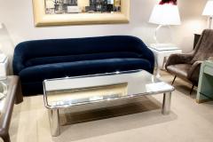 John Mascheroni John Mascheroni Large Chrome Coffee Table with Mirror Glass Top 1970s - 705473