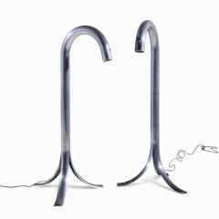 John Mascheroni John Mascheroni Mid Century Aluminum Tube Floor Lamps Pair - 4418196