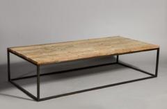 John McDevitt 17th Century Spanish Oak Top Low Table on Contemporary Steel Base - 588326
