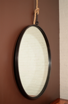 John McDevitt A 42 Patinated Steel Circular Pendant Mirror - 271401