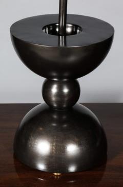 John McDevitt Pair of Sculptural Patinated Steel Geometric Form Lamps - 271348