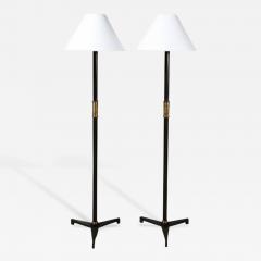 John McDevitt Pair of Steel Floor Lamps in Statuary Bronze Finish - 272364