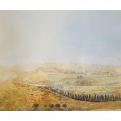 John Miller Jerusalem across the Kidron Valley British Orientalist watercolour painting - 4051357