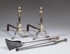 John Molineaux Pair of Signed Brass Andirons - 3590400
