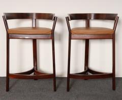 John Mortensen Pair of Danish Modern Rosewood and Leather Counter Stools by John Mortensen - 4696190