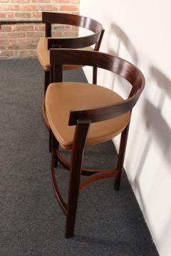 John Mortensen Pair of Danish Modern Rosewood and Leather Counter Stools by John Mortensen - 4696192