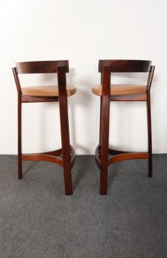 John Mortensen Pair of Danish Modern Rosewood and Leather Counter Stools by John Mortensen - 4696193