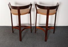 John Mortensen Pair of Danish Modern Rosewood and Leather Counter Stools by John Mortensen - 4696196