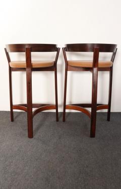 John Mortensen Pair of Danish Modern Rosewood and Leather Counter Stools by John Mortensen - 4696197
