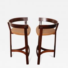 John Mortensen Pair of Danish Modern Rosewood and Leather Counter Stools by John Mortensen - 4697566