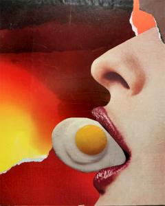 John Peters Abstract Collage Egg Mouth NYC Artist - 1296011