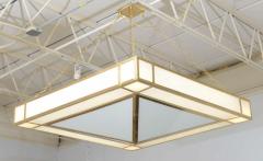 John Phillip Phillip Johnson American Modern White Glass and Brass Geometric Chandeliers - 4272683