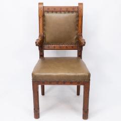 John Pollard Seddon John Pollard Seddon A Rare Gothic Oak Armchair with Carved Dog Heads to the Arms - 4236552