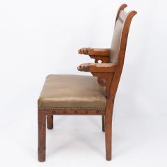 John Pollard Seddon John Pollard Seddon A Rare Gothic Oak Armchair with Carved Dog Heads to the Arms - 4236554