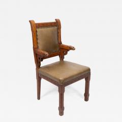John Pollard Seddon John Pollard Seddon A Rare Gothic Oak Armchair with Carved Dog Heads to the Arms - 4237619