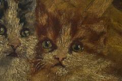 John Remmers Two Kittens in a Basket Oil on Panel Early 20th Century - 4677454
