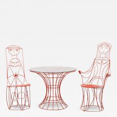 John Risley Sculptural Patio Set with Two Lady Chairs and Wire Tulip Table 1960s - 2680124