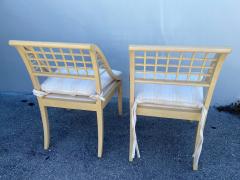 John Saladino John Saladino Lattice Wood Framed Sleigh Chairs Pair - 4637060