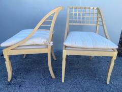 John Saladino John Saladino Lattice Wood Framed Sleigh Chairs Pair - 4637062