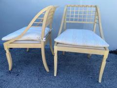 John Saladino John Saladino Lattice Wood Framed Sleigh Chairs Pair - 4637063