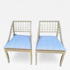 John Saladino John Saladino Lattice Wood Framed Sleigh Chairs Pair - 4745785