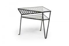 John Salterini John Salterini Wrought Iron and Glass Ribbon Design Wedge End Side Tables - 4274292