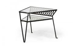 John Salterini John Salterini Wrought Iron and Glass Ribbon Design Wedge End Side Tables - 4274294