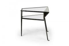 John Salterini John Salterini Wrought Iron and Glass Ribbon Design Wedge End Side Tables - 4274295
