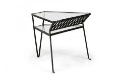 John Salterini John Salterini Wrought Iron and Glass Ribbon Design Wedge End Side Tables - 4274296