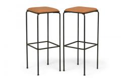 John Salterini Set of 4 Square Wrought Iron Frame Bar Stools manner of John Salterini  - 4274909