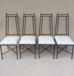 John Salterini Set of Six Salterini High Back Iron Bronze Top White Cord Dining Chairs - 1345710