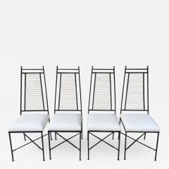 John Salterini Set of Six Salterini High Back Iron Bronze Top White Cord Dining Chairs - 1347047