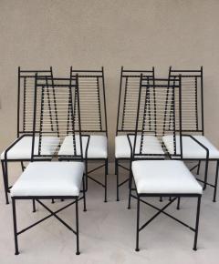 John Salterini Set of Six Salterini High Back Iron Bronze Top White Cord Dining Chairs - 2712662