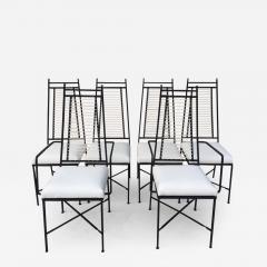 John Salterini Set of Six Salterini High Back Iron Bronze Top White Cord Dining Chairs - 2721003