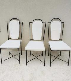 John Salterini Six Salterini Handwrought Iron Bronze Patinated High Back Chairs - 1953330