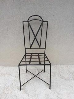 John Salterini Six Salterini Handwrought Iron Bronze Patinated High Back Chairs - 1953346