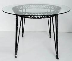 John Salterini Vintage Salterini Ribbon Style Mid 20th Century Modern Round Table and Glass Top - 3613593