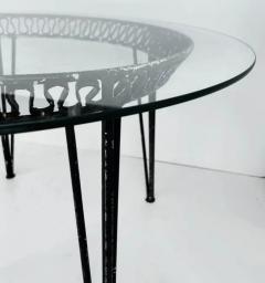 John Salterini Vintage Salterini Ribbon Style Mid 20th Century Modern Round Table and Glass Top - 3613595