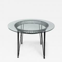 John Salterini Vintage Salterini Ribbon Style Mid 20th Century Modern Round Table and Glass Top - 3614846