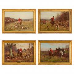 John Sanderson Wells Set of four antique English equestrian oil paintings by John Sanderson Wells - 4330119