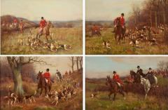 John Sanderson Wells Set of four antique English equestrian oil paintings by John Sanderson Wells - 4332588