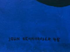 John Sennhauser Large 1945 John Sennhouser Abstract Oil Painting On Canvas Framed and Signed - 3918700