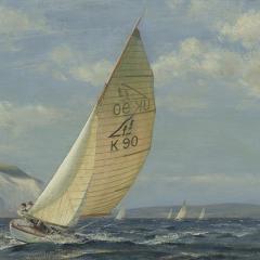 John Stobart Flying Fifteen off the Needles Circa 1960 - 2836061