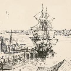 John Stobart Study for Marblehead Appletons Wharf in 1850 - 3219655