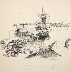 John Stobart Study for Marblehead Appletons Wharf in 1850 - 3219656