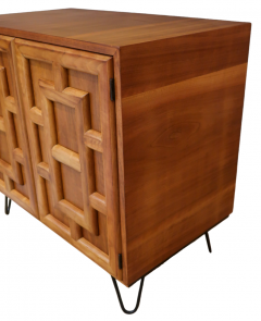 John Stuart 1960s John Stuart walnut lattice cabinet - 2930905