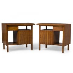 John Stuart American Mid Century Walnut Slat Front Right Cabinet Nightstands - 4683237