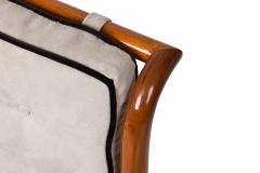 John Stuart John Stuart Walnut and Brass Gray Suede Upholstered Armchair - 4274053
