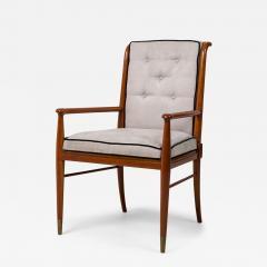 John Stuart John Stuart Walnut and Brass Gray Suede Upholstered Armchair - 4289877