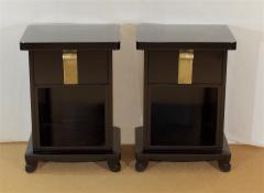 John Stuart Pair of Early John Stuart Nightstands in Black Lacquer - 327381